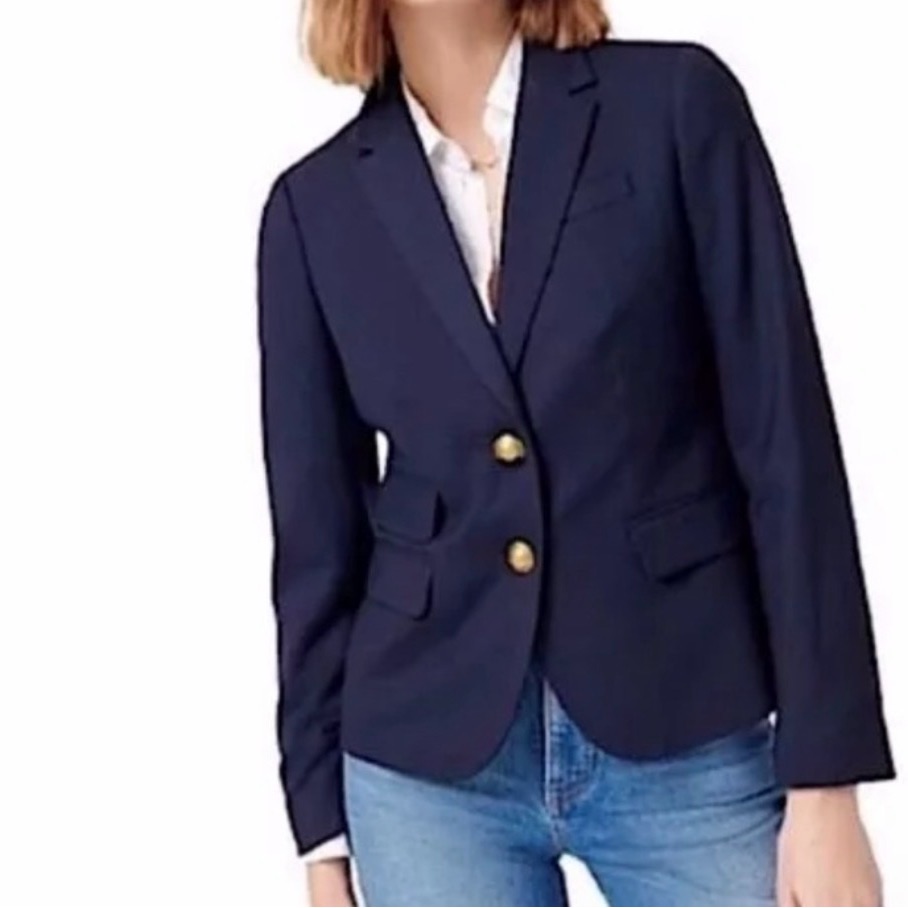 J.Crew Dalton Navy Blazer With Gold Buttons. Size 4